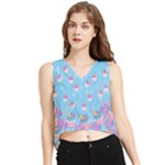 unicorn lollipop V-Neck Cropped Tank Top