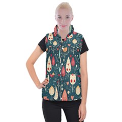 Christmas Tree Pattern Women s Button Up Vest from ArtsNow.com