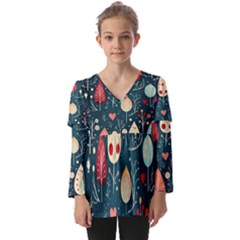 Kids  V Neck Casual Top 