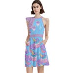 unicorn lollipop Cocktail Party Halter Sleeveless Dress With Pockets