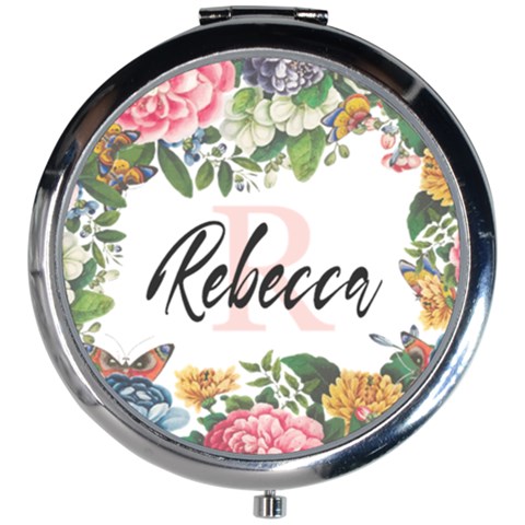 Personalized Flower Initial Name Mini Round Mirror Mini Round Mirror from ArtsNow.com