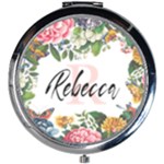 Personalized Flower Initial Name Mini Round Mirror Mini Round Mirror