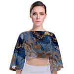 marble bg7 Tie Back Butterfly Sleeve Chiffon Top