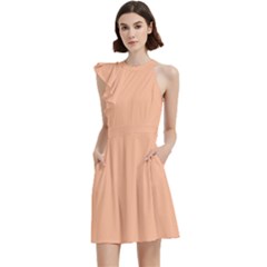 Cocktail Party Halter Sleeveless Dress With Pockets 