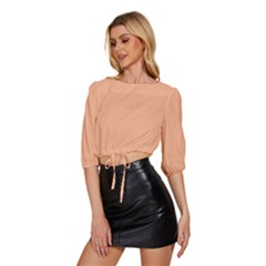 Mid Sleeve Drawstring Hem Top 