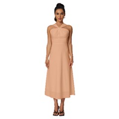 Sleeveless Cross Front Cocktail Midi Chiffon Dress 