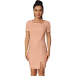 Peach Fuzz 2024 Fitted Knot Split End Bodycon Dress