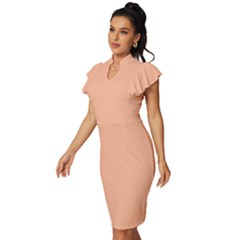 Vintage Frill Sleeve V-Neck Bodycon Dress 