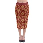 Vintage Dragon Chinese Red Amber Midi Pencil Skirt