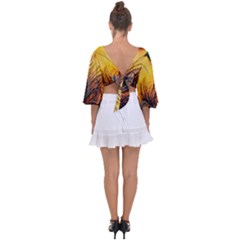 Tie Back Butterfly Sleeve Chiffon Top 