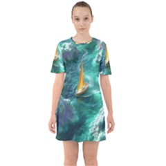 Sixties Short Sleeve Mini Dress 