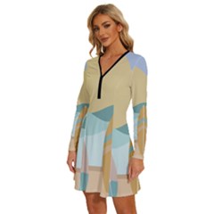 Long Sleeve Deep V Mini Dress  