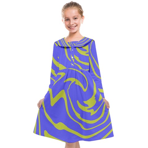 Blue Green Abstract Kids  Midi Sailor Dress from ArtsNow.com