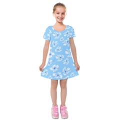 Flowers Pattern Print Floral Cute Kids  Short Sleeve Velvet Dress from ArtsNow.com