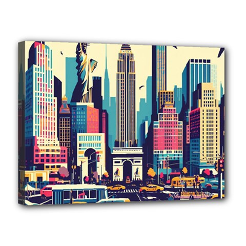 Skyscrapers City Usa Canvas 16  x 12  (Stretched) from ArtsNow.com