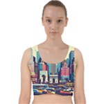 Skyscrapers City Usa Velvet Racer Back Crop Top