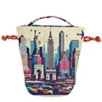 Skyscrapers City Usa Drawstring Bucket Bag