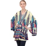 Skyscrapers City Usa Long Sleeve Velvet Kimono 