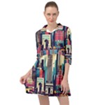 Skyscrapers City Usa Mini Skater Shirt Dress