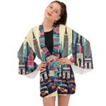 Skyscrapers City Usa Long Sleeve Kimono