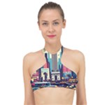 Skyscrapers City Usa High Neck Bikini Top