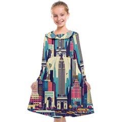 Skyscrapers City Usa Kids  Midi Sailor Dress from ArtsNow.com