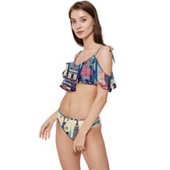 Ruffle Edge Tie Up Bikini Set	 