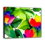 Watercolor Flowers Leaves Foliage Nature Floral Spring Canvas 14  x 11  (Stretched)