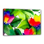 Watercolor Flowers Leaves Foliage Nature Floral Spring Canvas 18  x 12  (Stretched)