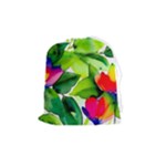 Watercolor Flowers Leaves Foliage Nature Floral Spring Drawstring Pouch (Medium)