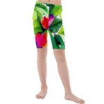 Watercolor Flowers Leaves Foliage Nature Floral Spring Kids  Mid Length Swim Shorts