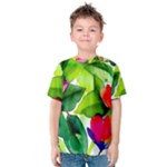 Watercolor Flowers Leaves Foliage Nature Floral Spring Kids  Cotton T-Shirt