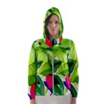 Watercolor Flowers Leaves Foliage Nature Floral Spring Women s Hooded Windbreaker