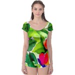 Watercolor Flowers Leaves Foliage Nature Floral Spring Boyleg Leotard 