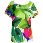 Watercolor Flowers Leaves Foliage Nature Floral Spring Women s Oversized T-Shirt