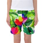 Watercolor Flowers Leaves Foliage Nature Floral Spring Women s Basketball Shorts