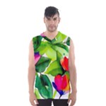 Watercolor Flowers Leaves Foliage Nature Floral Spring Men s Basketball Tank Top