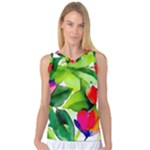 Watercolor Flowers Leaves Foliage Nature Floral Spring Women s Basketball Tank Top