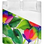 Watercolor Flowers Leaves Foliage Nature Floral Spring Duvet Cover (King Size)