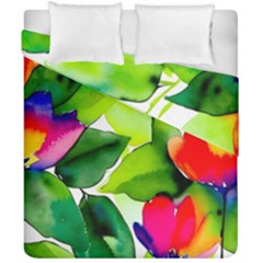 Watercolor Flowers Leaves Foliage Nature Floral Spring Duvet Cover Double Side (California King Size) from ArtsNow.com