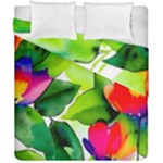 Watercolor Flowers Leaves Foliage Nature Floral Spring Duvet Cover Double Side (California King Size)