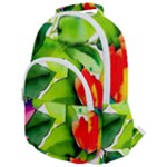 Watercolor Flowers Leaves Foliage Nature Floral Spring Rounded Multi Pocket Backpack