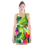 Watercolor Flowers Leaves Foliage Nature Floral Spring Scoop Neck Skater Dress