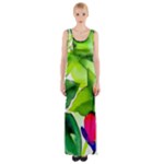 Watercolor Flowers Leaves Foliage Nature Floral Spring Thigh Split Maxi Dress