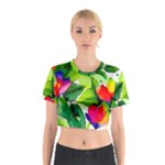 Watercolor Flowers Leaves Foliage Nature Floral Spring Cotton Crop Top