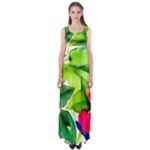 Watercolor Flowers Leaves Foliage Nature Floral Spring Empire Waist Maxi Dress