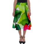 Watercolor Flowers Leaves Foliage Nature Floral Spring Perfect Length Midi Skirt