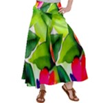 Watercolor Flowers Leaves Foliage Nature Floral Spring Women s Satin Palazzo Pants