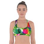 Watercolor Flowers Leaves Foliage Nature Floral Spring Cross Back Sports Bra