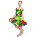 Watercolor Flowers Leaves Foliage Nature Floral Spring Kids  Short Sleeve Dress